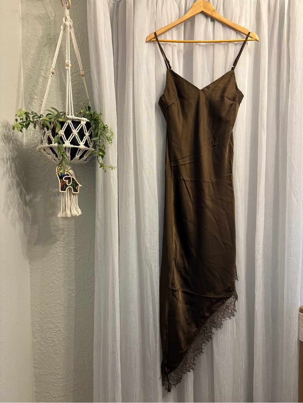 Urban Outfitters- Slip Midi Dress with Lace Hem